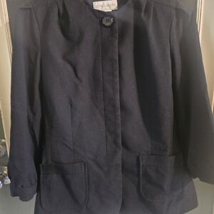 Estee Lauder Black Collarless Blazer Jacket